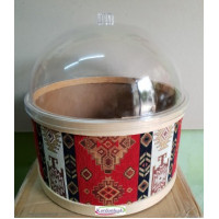 Kilim Desenli Turşu Zeytin Peynir Kabı Çap 35 cm Kapaklı